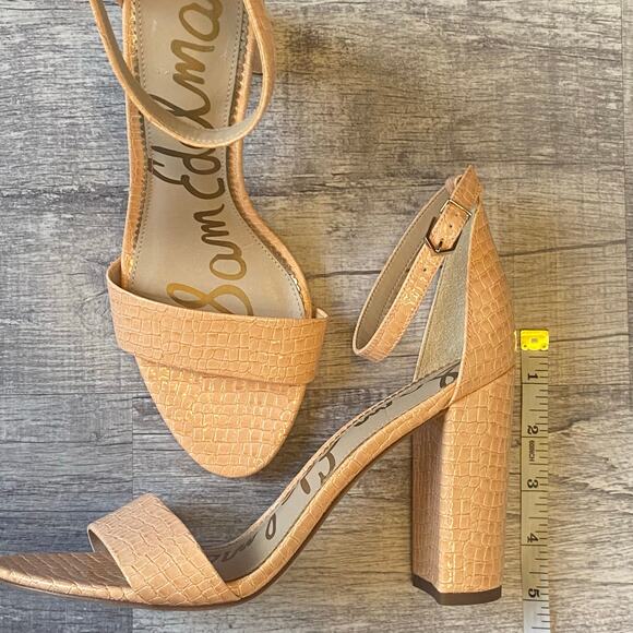 Sam Edelman ‘ Yaro ’ Block Heel Sandal Women’s Sz 9.5 Coral Croc Print NWOT - Picture 2 of 11